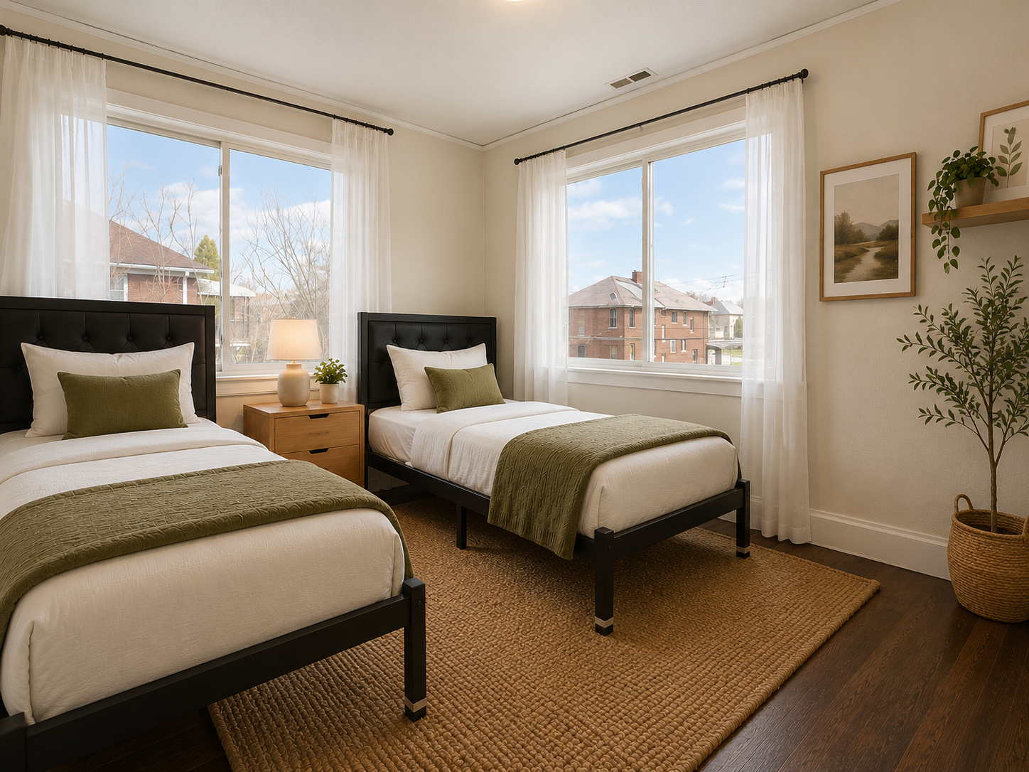 Comfortable shared bedroom with two beds at Home of a Thousand Hills